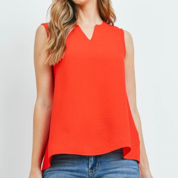 Plus Size Solid Split Neck Sleeveless Blouse Olive - Picture 6 of 11